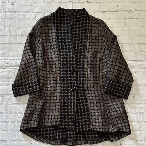 IC Collections Connie K Black & Bronze Geometric Dot Women's Jacket Contemporary